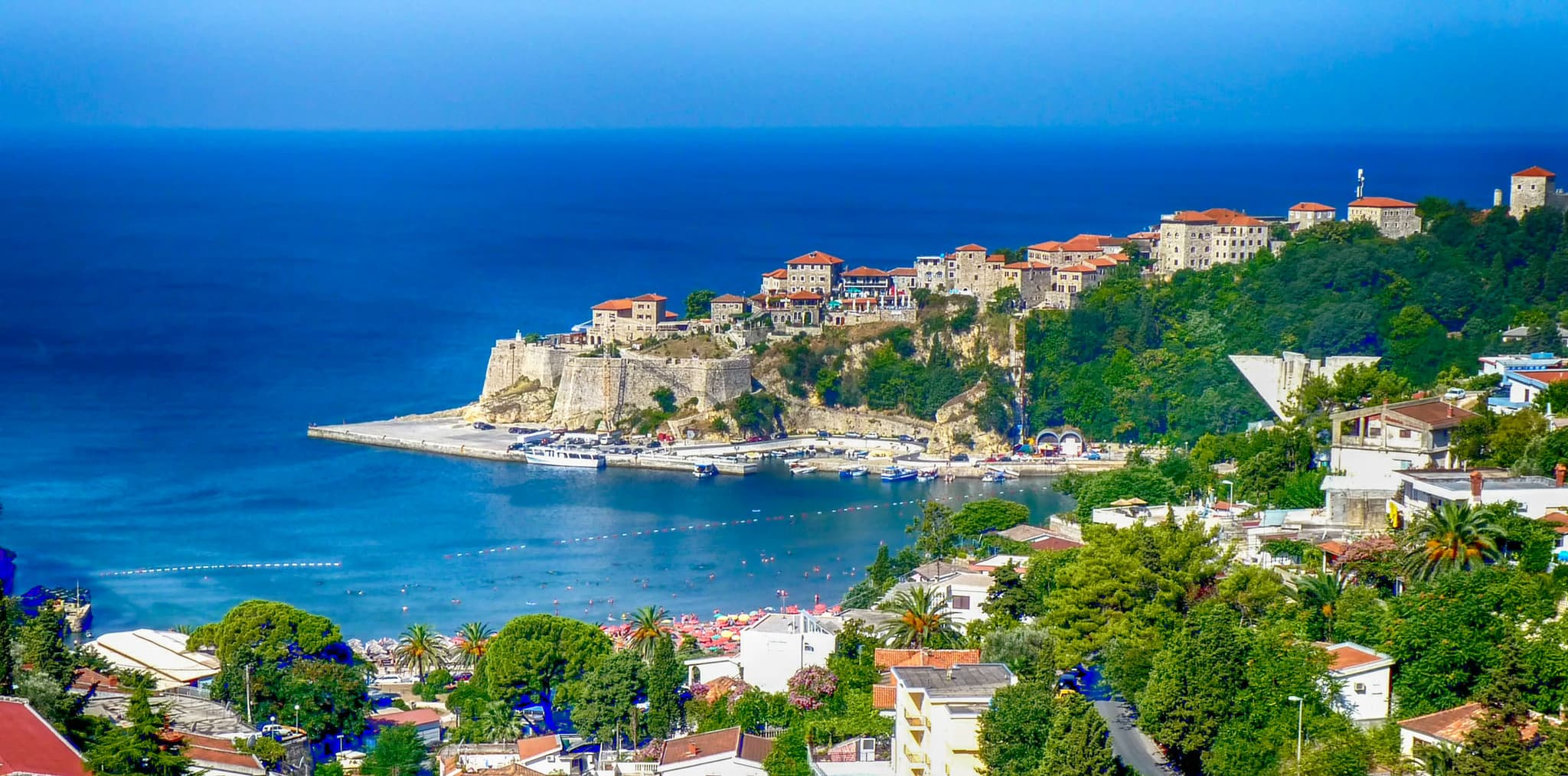 Panoramic view of Ulcinj fortress and coastline