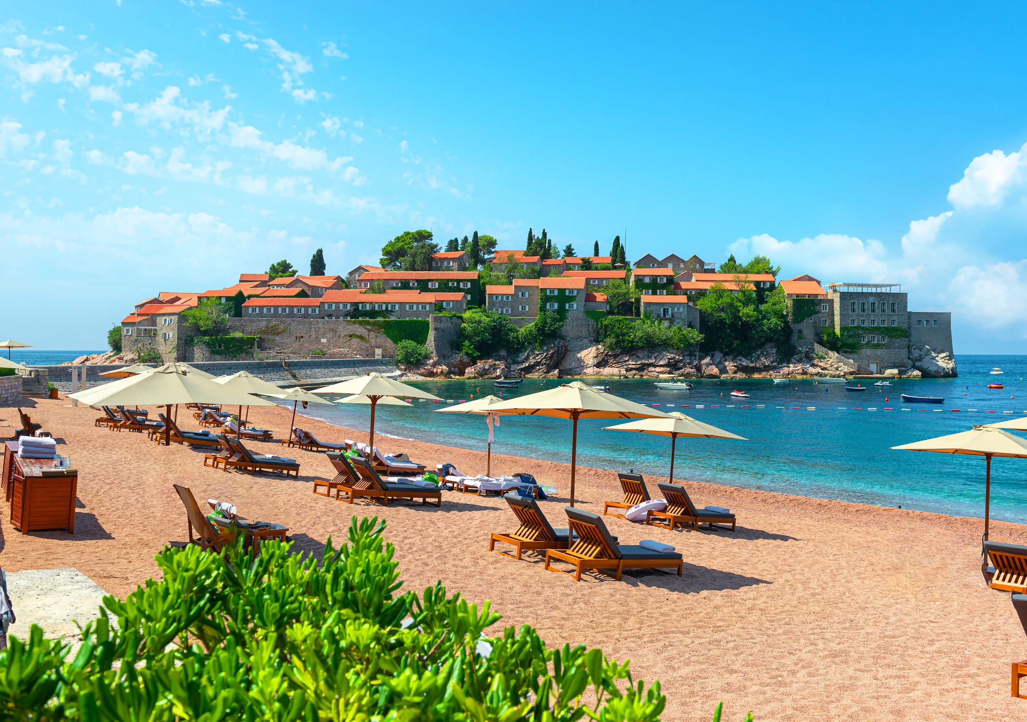 Wedding arch overlooking Sveti Stefan, Montenegro